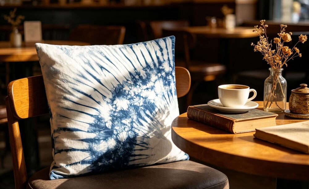 Handmade Indigo Shibori Pillow Cover | Cotton Throw Pillow Cover